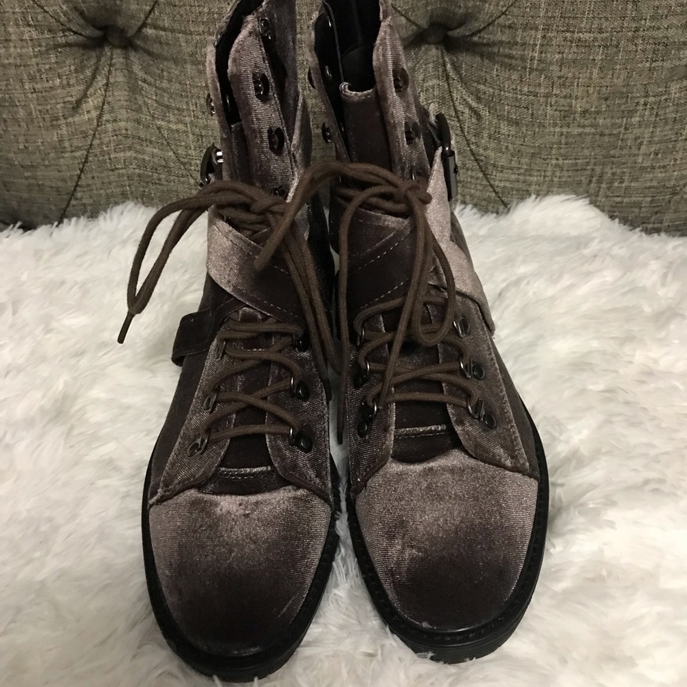 Steve Madden velvet combat boots